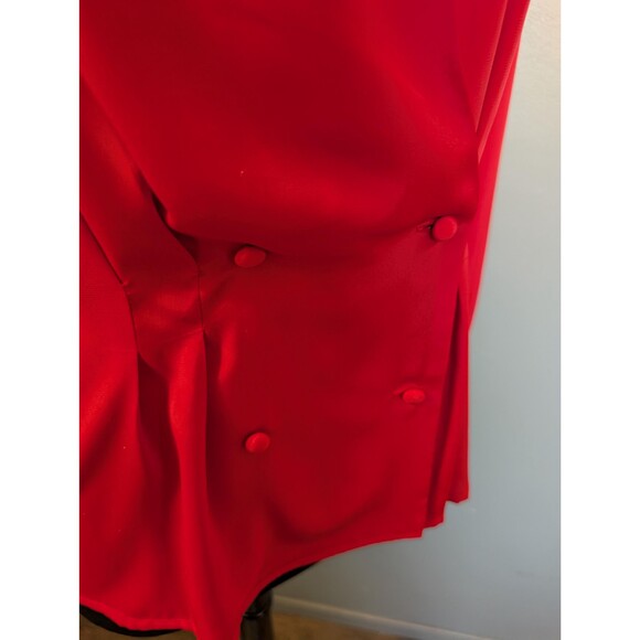 80s Red Long Sleeve Blouse: Lloyd Williams Vintage Womens Top Size 10 - Picture 5 of 13
